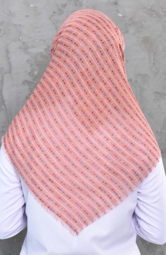 Patterned Flamed Cotton Scarf 2219-08 dark Salmon 2219-08