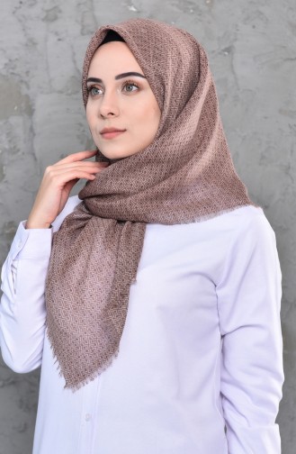 Patterned Flamed Cotton Scarf 2220-12 Beige 2220-12