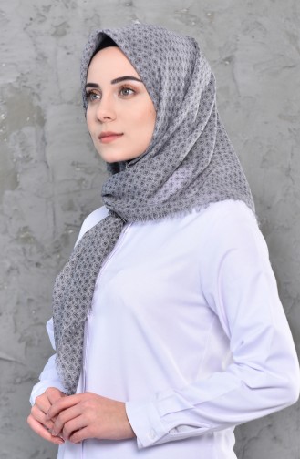 Patterned Flamed Cotton Scarf 2221-01 Gray 2221-01