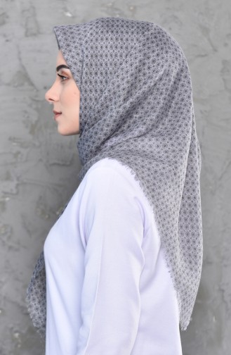 Patterned Flamed Cotton Scarf 2221-01 Gray 2221-01