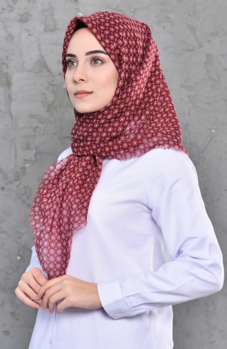 Patterned Flamed Cotton Scarf  2221-03 Plum 2221-03