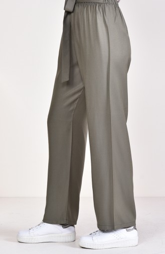 Belted Cotton Wide Leg Pants 1167-04 Khaki 1167-04