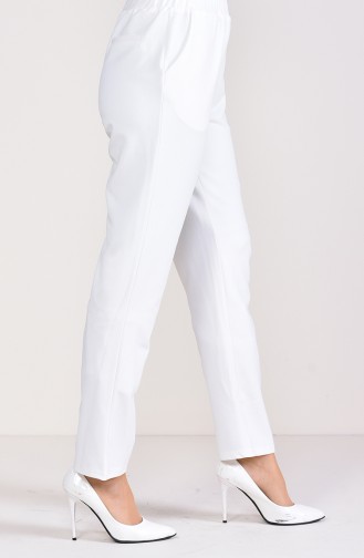 Pantalon Taille élastique 1030-08 Ecru 1030-08