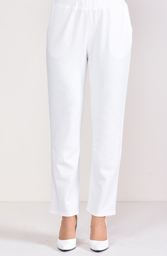 Pantalon Taille élastique 1030-08 Ecru 1030-08