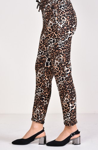 Pantalon a Motifs Léopard 0422-01 Brun 0422-01
