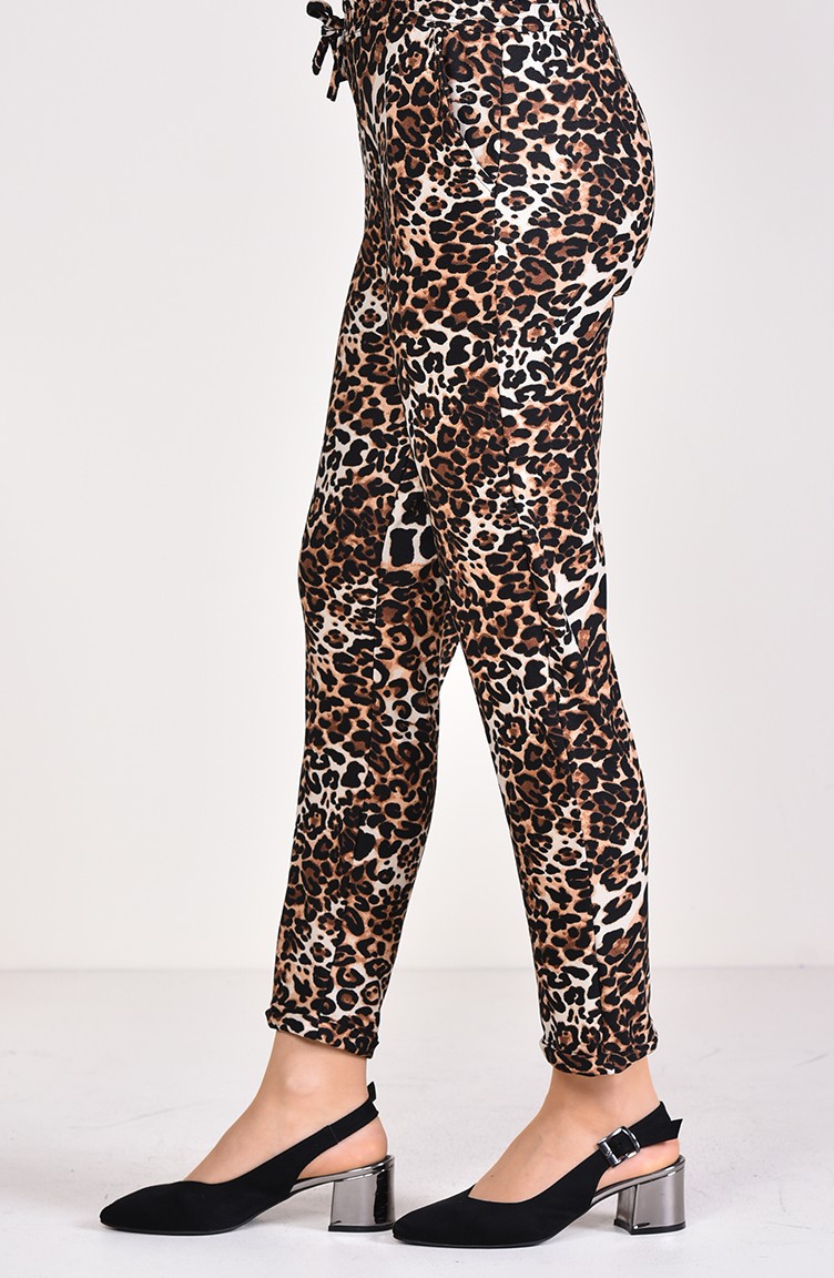 Pantalon a Motifs Léopard 0422-01 Brun 0422-01