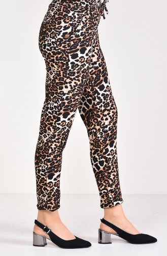 Pantalon a Motifs Léopard 0422-01 Brun 0422-01