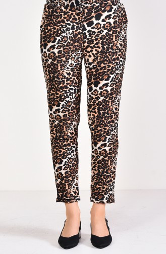 Pantalon a Motifs Léopard 0422-01 Brun 0422-01