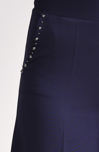 Pocket Detailed Wide Leg Pants 3135-02 Navy Blue 3135-02