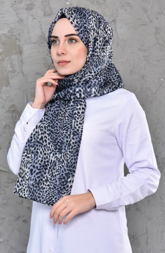 Leopard Patterned Chiffon Shawl 4287-01 Gray 4287-01