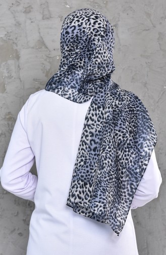 Leopard Patterned Chiffon Shawl 4287-01 Gray 4287-01