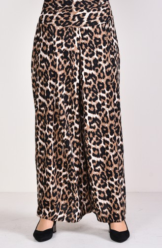 Viscose Leopard Pants Skirt 811201 Black 8112-01