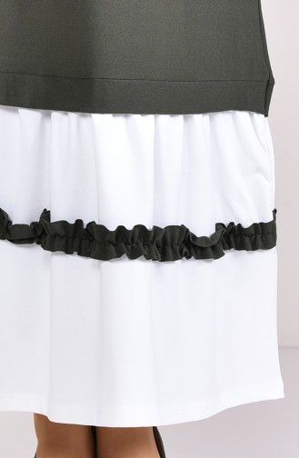 Ruffle Detail Dress 3087-01 Khaki 3087-01