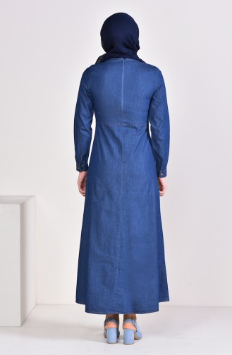 Navy Blue Hijab Dress 6176-01