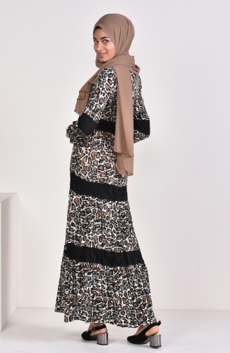 Viscose Leopard Patterned Dress 1025-01 Black Tobacco 1025-01