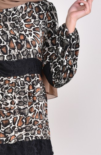 Viscose Leopard Patterned Dress 1025-01 Black Tobacco 1025-01