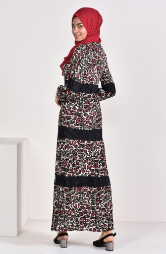 Viscose Leopard Patterned Dress 1025-03 Black Plum 1025-03