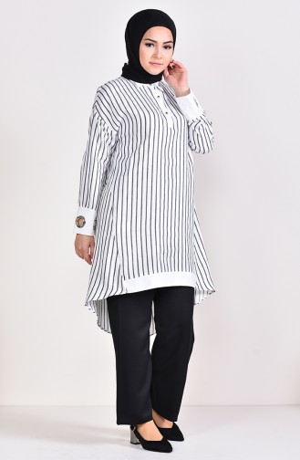 Striped Tunic 3006-04 White Black 3006-04