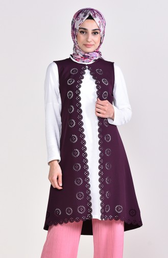 Laser Cut Vest 0645-03 Plum 0645-03