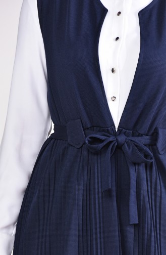 Pleated Vest 0054-06 Navy Blue 0054-06