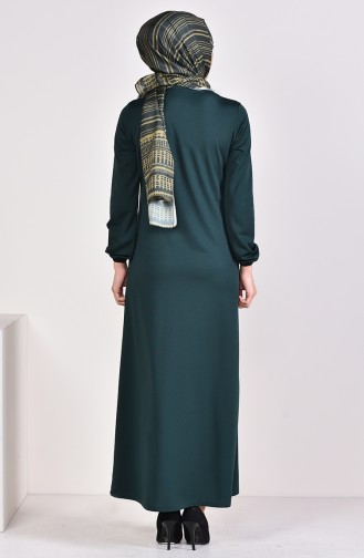 Abaya a Fermeture Manches élastique 3051-05 Vert emeraude 3051-05