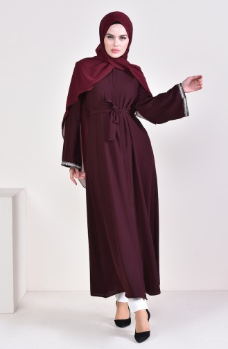 Belted Abaya 7827-01 Cherry 7827-01