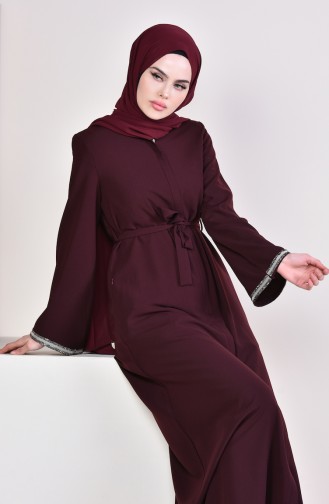 Belted Abaya 7827-01 Cherry 7827-01