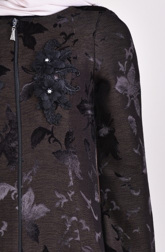 Jacquard Ferace mit Blumenmuster 1705-01 Schwarz Nerz 1705-01