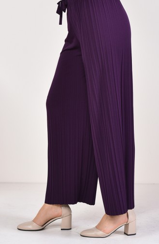 Pleated Pants Cuff Trousers 2150-04 Purple 2150-04