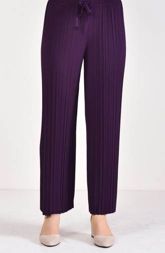 Pleated Pants Cuff Trousers 2150-04 Purple 2150-04