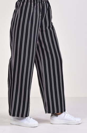 Striped Plenty Cuff Trousers 25001-01 Black Pink 25001-01