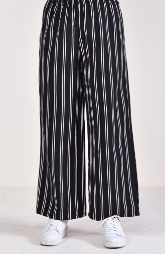 Striped Plenty Cuff Trousers 25001-01 Black Pink 25001-01