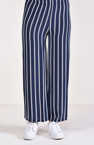 Pantalon Large a Rayures 25002-01 Bleu Marine 25002-01