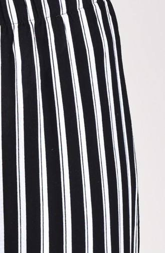 Pantalon Large a Rayures 25002-02 Noir 25002-02