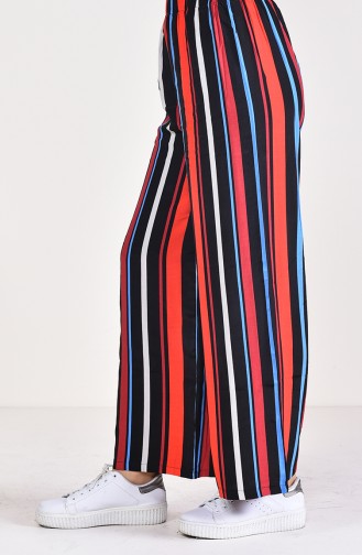 Striped Plenty Cuff Trousers 25003-01 Black Red 25003-01