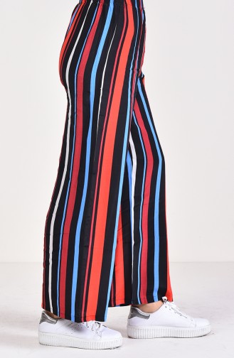 Striped Plenty Cuff Trousers 25003-01 Black Red 25003-01