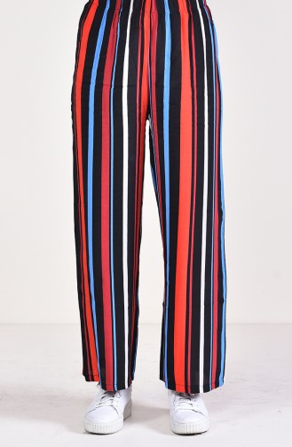 Striped Plenty Cuff Trousers 25003-01 Black Red 25003-01