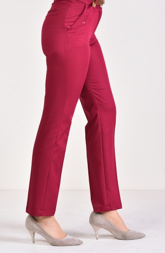 Pantalon a Ceinture 0544-04 Plum 0544-04