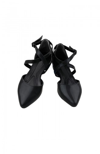 Bayan Düz Çapraz Bantlı Ayakkabı PM156-01 Siyah