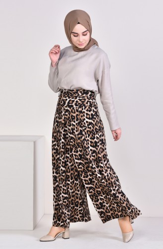 Viscose Leopard Pants Skirt 811201 Black 8112-01