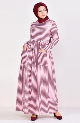 Claret Red Hijab Dress 81688-02