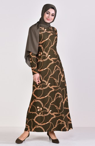 Khaki Hijab Dress 8800-04