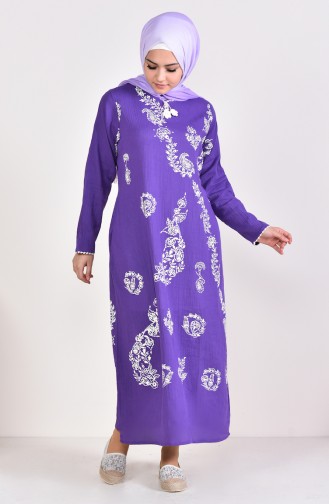 Patterned Embroidered Cloth Dress 0004-08 Purple 0004-08