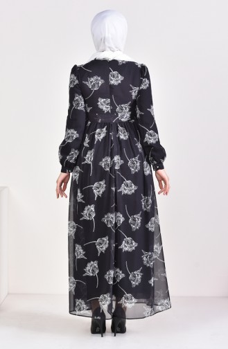 فستان شيفون بتصميم مُطبع0311-01 لون اسود 0311-01
