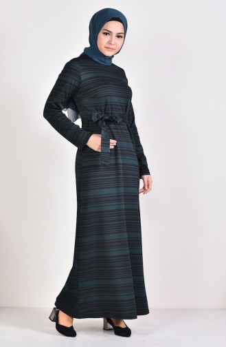 Striped Dress 1169-01 Khaki 1169-01