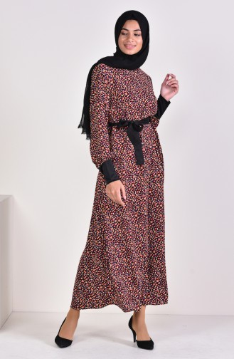فستان مورّد بتصميم حزام للخصر 2061-03 لون أرجواني 2061-03