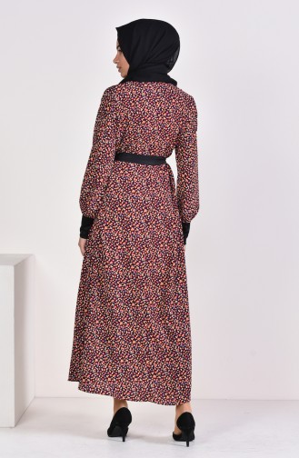 فستان مورّد بتصميم حزام للخصر 2061-03 لون أرجواني 2061-03