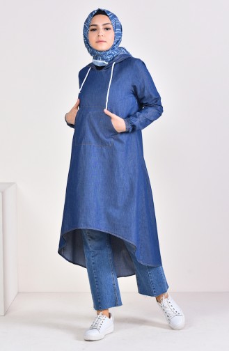 Pocketed Asymmetric Tunic 8204-01 Navy Blue 8204-01