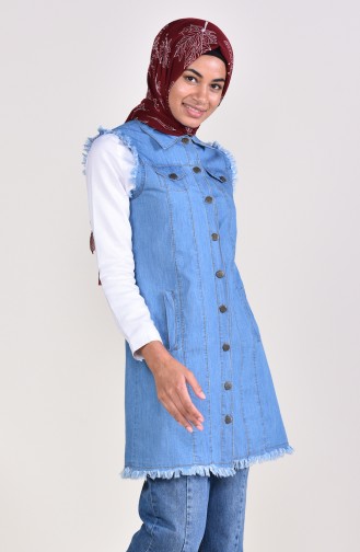 Button Jeans Vest 8174-01 Blue Jeans 8174-01