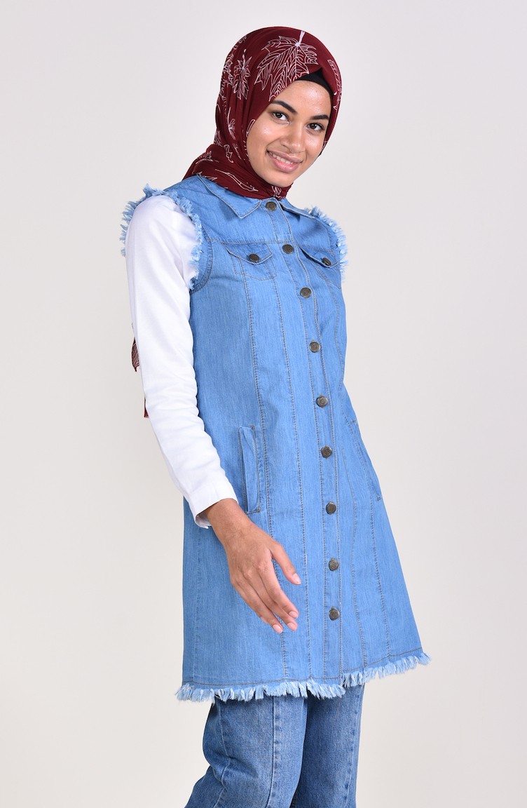 Button Jeans Vest 8174-01 Blue Jeans 8174-01